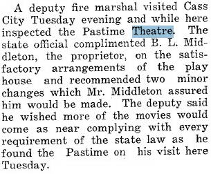 Cass Theatre - MAY 4 1917 CASS CITY CHRONICLE